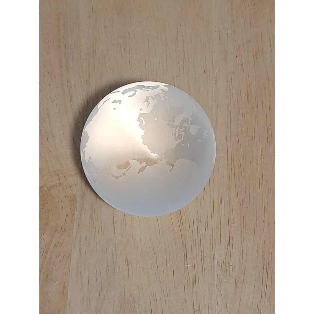 Tiffany & Co. Globe Etched Glass Crystal Paperweight Made in Austria